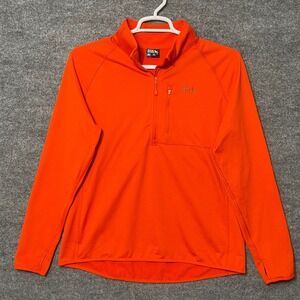 Eddie Bauer First Ascent Orange Grid Fleece 1/4 Zip Pullover Womens XL Waffle